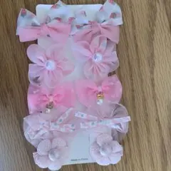 ヘアピンセット 10個 ピンク 花 リボン