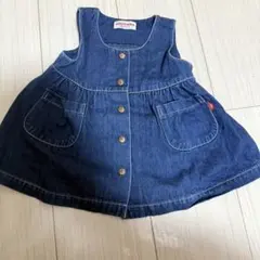 ミキハウス　ジャンバースカート　デニム　チエコサク　80cm レトロ