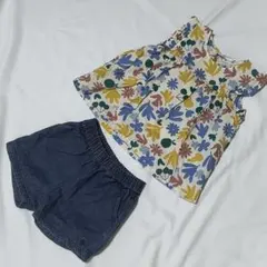 プチバトー✨　ブラウス ショートパンツ セット 86cm 女の子のサムネイル