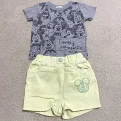 ディズニー　ミッキー　上下　Tシャツ　パンツ　90.