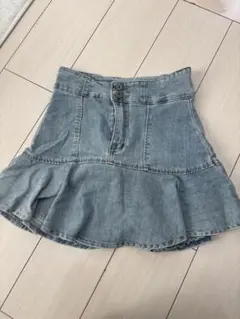 デニムフリルミニスカート ライトブルー