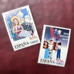 77665セール現品限　外国切手　スペイン発行xマス2種揃