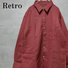 【新品・未使用】レトロデザイン 長袖シャツ 日本製 ボルドー 毛100％ L