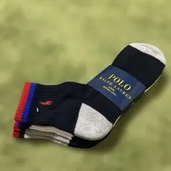 ポロラルフローレン靴下ソックス3足 刺繍ワンポイント25cm〜27cm新品