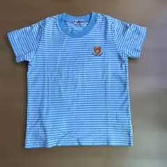 ミキハウス　HOT Biscuit 水色ストライプ Tシャツ 100