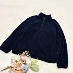 【ユニクロ】メンズ フリースハーフジッププルオーバー ネイビー L ●