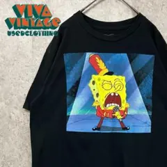 レア【古着】スポンジボブ キャラクターTシャツ ブラック メンズL
