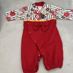 赤い花柄着物スタイルベビー服