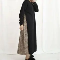 ヘアバンド付き スウェット バックプリーツワンピース