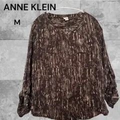 ANNE KLEIN アンクライン ヴィンテージ 総柄シャツ ブラウン 幾何学