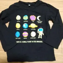 宇宙柄 長袖カットソー ブラック