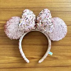 ミニーカチューシャ　スパンコール　ピンク　ディズニーランド
