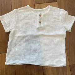 ホワイト コットン 半袖シャツ ボタン付き