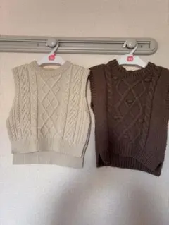 Aosta ケーブルニット ベスト 90cm 2色セット