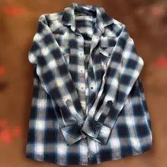 Gilevans LL フランネル長袖シャツ 青白チェック