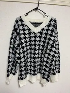 【Avail】ハウンドトゥース柄 セーター Lサイズ