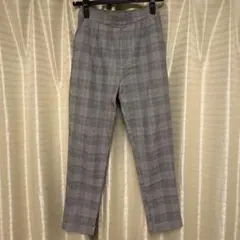 チェック柄　裏起毛ストレッチパンツ