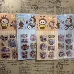 1日２回発送 匿名配送 4枚セットLABUBUシャカシャカ 3D 立体 シール