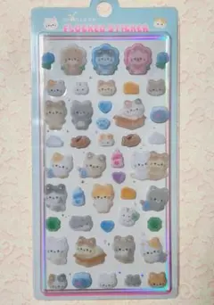 3D立体シール フロッキーステッカー ねこ ボンボンドロップシール好きな方