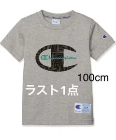 新品14495チャンピオン100cmグレービックロゴ半袖Tシャツ男女兼用キッズ