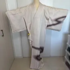 正絹 訪問着(しつけ付き) 付け下げ ピンクベージュ 流水文様のサムネイル