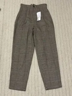 チェック柄ハイウエストパンツ