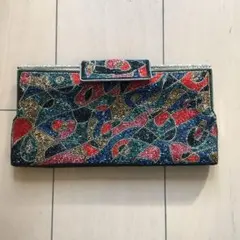 総ビーズ刺繍アンティーククラッチバッグ