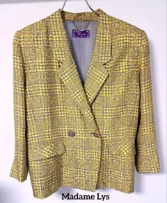 Madame Lys シルク絹ダブルブレストテーラードジャケット
