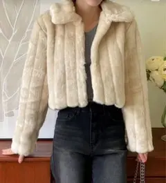 エコファーカラークロップドジャケット