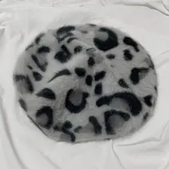 ベレー帽 グレー ヒョウ柄
