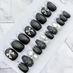 2992.（全サイズ現品販売）マグネット×ガラスフレンチネイルチップ