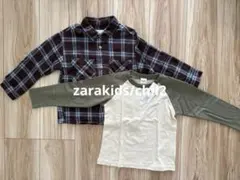 zarakids chil2 チェックシャツ ラグランtシャツ　110 104