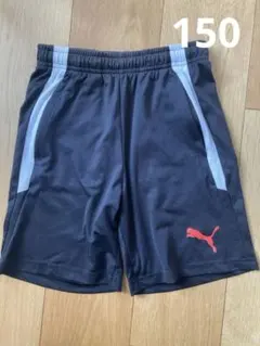 PUMA ハーフパンツ 黒/赤 サイドポケット付き　150