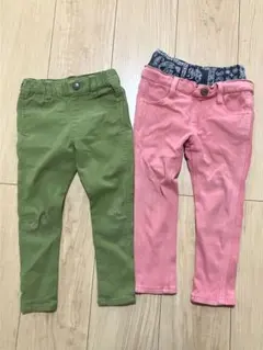 キッズパンツ 100cm ブリーズ　緑　ピンク