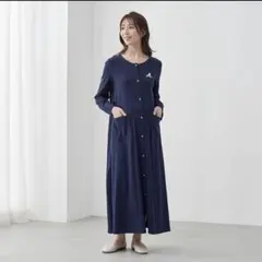 ベルメゾン　長袖マタニティパジャマ　ネイビー　M-L