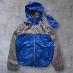 【Y2K】UNIQLO テック ナイロンジャケット 2トーン 切替 収納袋付 M