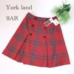 【秋冬/タグ付新品】York land赤ギンガムチェックラップスカート　9AR