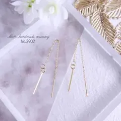 No.3902❤︎ゴールド角メタルスティックサージカルステンレスアメリカンピアス