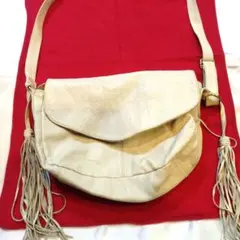アイボリー レザーフリンジショルダーバッグ 　　　　レディース