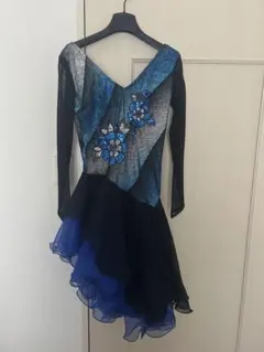 社交ダンス ドレス 青・黒 スパンコール