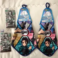 新品　鬼滅の刃　ループ付きハンドタオル　タオル　コップ袋　給食袋　巾着袋　グッズ