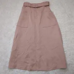 イネド ロングスカート ベルト付 Mサイズピンクベージュ 日本製のサムネイル