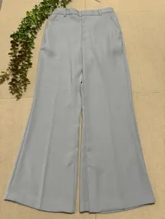 レディース パンツ スラックス フレアーパンツ 水色ライトブルー Lサイズ GU