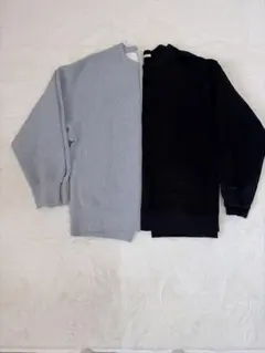 GU／ジーユー】トレーナー 2着セット グレーM・ブラックL メンズ