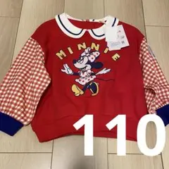 はるぴ　ミニー　襟付きトレーナー　しまむら　ディズニー　チェック　赤　110