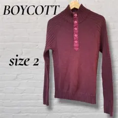 ★美品★BOYCOTT ワインカラー スタンドカラーセーター サイズ2のサムネイル