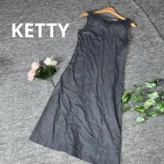 【美品】ケティ KETTY 襟レース デニム風 ノースリーブワンピース グレー2