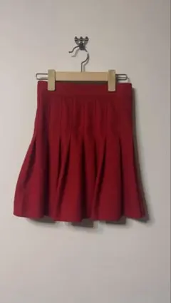 レッド ボルドー　プリーツスカート　ミニ