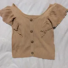 CECIL McBEE ベージュリブ編みトップス