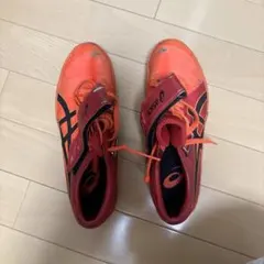 ☆ASICS スパイクシューズ オレンジ 走高跳 ASICS スパイクシューズ ブラック/オレンジ走り高跳び用右踏切25cm